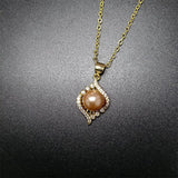 925 Silver Pendant Necklace with Pearl Zircon - Wedding Party Bridal Gift