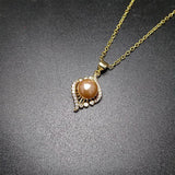 925 Silver Pendant Necklace with Pearl Zircon - Wedding Party Bridal Gift