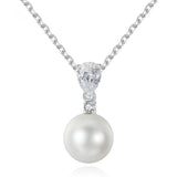 Pearl Zircon Pendant Necklace Silver Jewelry for Women