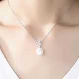 Pearl Zircon Pendant Necklace Silver Jewelry for Women