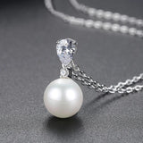Pearl Zircon Pendant Necklace Silver Jewelry for Women