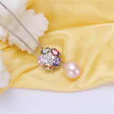925 Silver Zircon Pendant & Freshwater Pearl Necklace