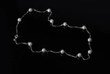 925 Silver Needle Choker Necklace with 6mm Pearl Box Chain