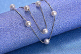 925 Silver Needle Choker Necklace with 6mm Pearl Box Chain