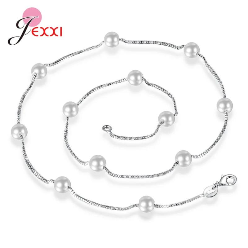 925 Sterling Silver Pearl Choker Necklace for Women Clavicle Chain Anti-Allergy