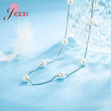 925 Sterling Silver Pearl Choker Necklace for Women Clavicle Chain Anti-Allergy