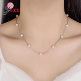 925 Sterling Silver Pearl Choker Necklace for Women Clavicle Chain Anti-Allergy