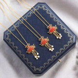 South Red Pendant Palace Style Clavicle Chain Natural Pearl Tassel Pendant
