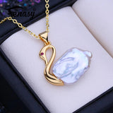 Big Baroque Pearl Necklace Animal Pendant Birthday Gift