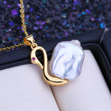 Big Baroque Pearl Necklace Animal Pendant Birthday Gift