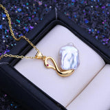 Big Baroque Pearl Necklace Animal Pendant Birthday Gift