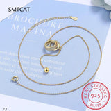 925 Silver CZ Double Circle Tassel Choker Necklace