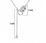 925 Silver CZ Double Circle Tassel Choker Necklace