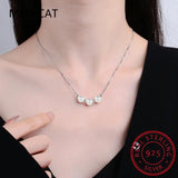 925 Sterling Silver Synthetic Pearls Necklace for Lady Girls Birthday Gift