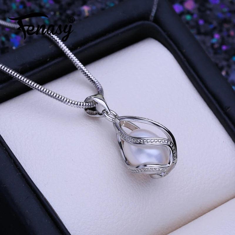 8-9mm Freshwater Pearl Pendant Silver Necklace Gift