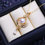 Natural Pearl Necklaces Heart Pendant Chain Party Accessories