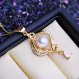 Natural Pearl Necklaces Heart Pendant Chain Party Accessories