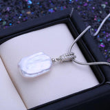 Baroque 12-16mm Pearl Necklace Silver Pendant Gift