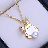 Freshwater Pearl Necklace Animal Pendant Chain Party Jewelry
