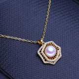 Freshwater Pearl Necklace Flower Pendant Chain Party Jewelry Anniversary Gift