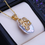 Large Baroque Pearl Pendant Necklaces For Women Flower Pendant Gift