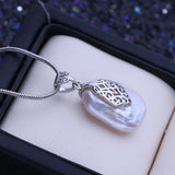 Freshwater Baroque Pearl Necklace with Silver Flower Pendant