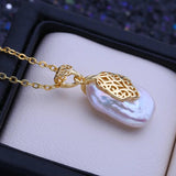 Freshwater Baroque Pearl Necklace with Silver Flower Pendant