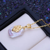 Freshwater Baroque Pearl Necklace with Silver Flower Pendant
