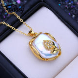 Big Baroque Pearl Pendant Necklace Flower Pendant Gift