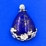 Natural Lapis Lazuli Lucky Amulet Pendant Chain Gemstone Beads Silver Pendants