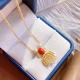 S925 Sterling Silver South Red Fish Pendant with Natural Pearl Fish Eye