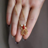 S925 Sterling Silver South Red Fish Pendant with Natural Pearl Fish Eye