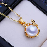 Freshwater Pearl Necklace Flower Pendant Jewelry Gift