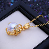 Freshwater Pearl Necklace Flower Pendant Jewelry Gift