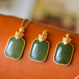 Hetian Jade Leopard Head Pendant Necklace Chinese Retro Charm Silver Jewelry