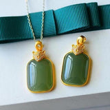 Hetian Jade Leopard Head Pendant Necklace Chinese Retro Charm Silver Jewelry