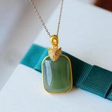 Hetian Jade Leopard Head Pendant Necklace Chinese Retro Charm Silver Jewelry