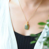 Hetian Jade Leopard Head Pendant Necklace Chinese Retro Charm Silver Jewelry