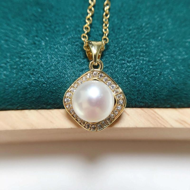 ZHBORUIN Square Pearl Pendant 100% Real Natural Pearl Necklace