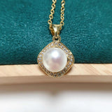 ZHBORUIN Square Pearl Pendant 100% Real Natural Pearl Necklace