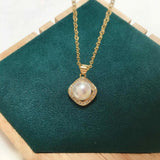 ZHBORUIN Square Pearl Pendant 100% Real Natural Pearl Necklace