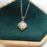 ZHBORUIN Square Pearl Pendant 100% Real Natural Pearl Necklace