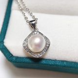 ZHBORUIN Square Pearl Pendant 100% Real Natural Pearl Necklace