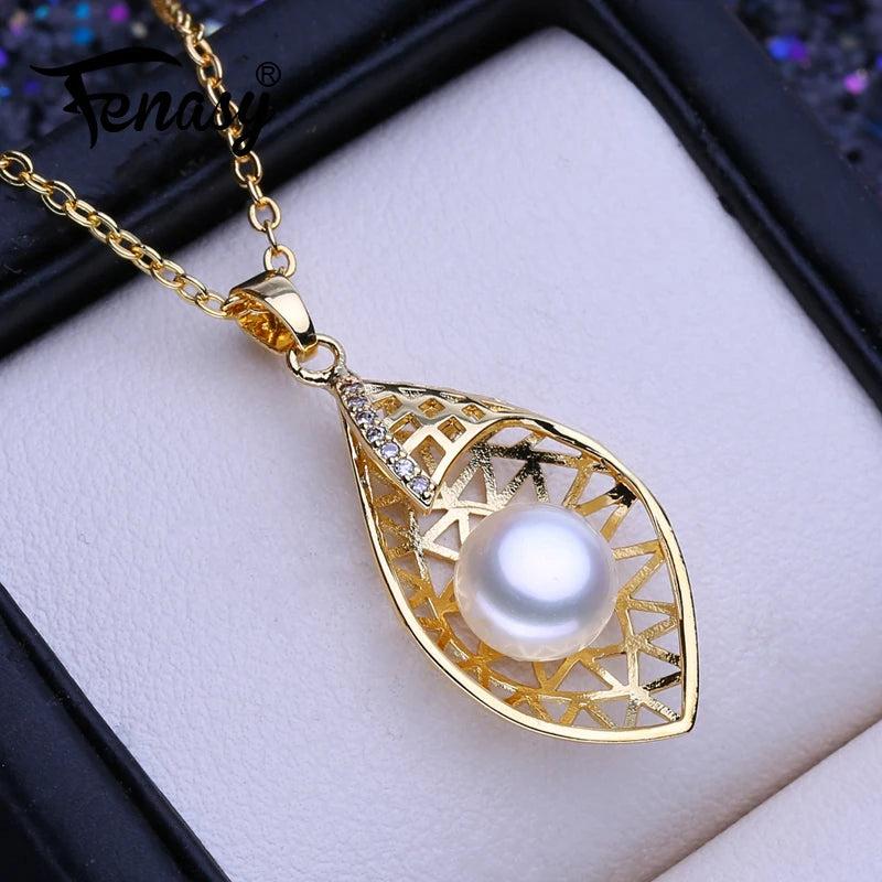 Freshwater Pearl Necklaces Flower Pendant Chain Party Jewelry