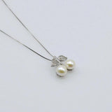 Natural Pearl Cherry Shape Silver Pendant Necklace for Girls
