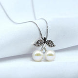 Natural Pearl Cherry Shape Silver Pendant Necklace for Girls