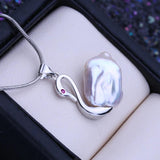 Natural Freshwater Baroque Pearl Necklace Silver Animal Pendant