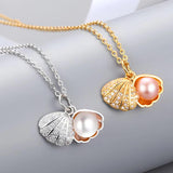 Natural Freshwater Pearl Shell Pendant Necklace, Retro Women's Gift