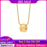 Golden Rhombus Cross Circular Bead Pendant Necklace for Women