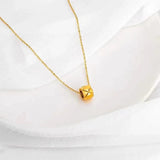 Golden Rhombus Cross Circular Bead Pendant Necklace for Women